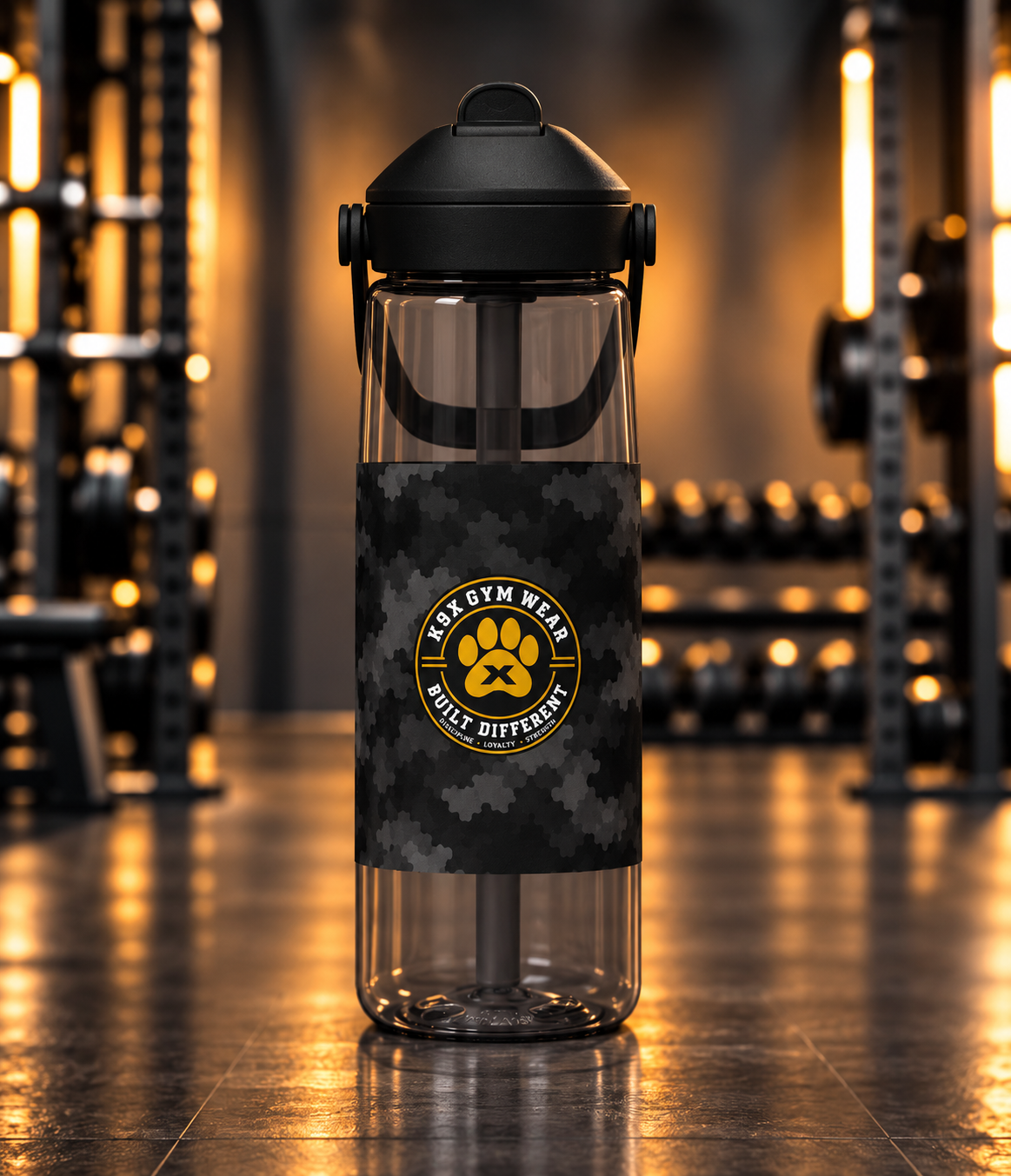 K9X Built Different Series  Black Camo Sports Water Bottle
