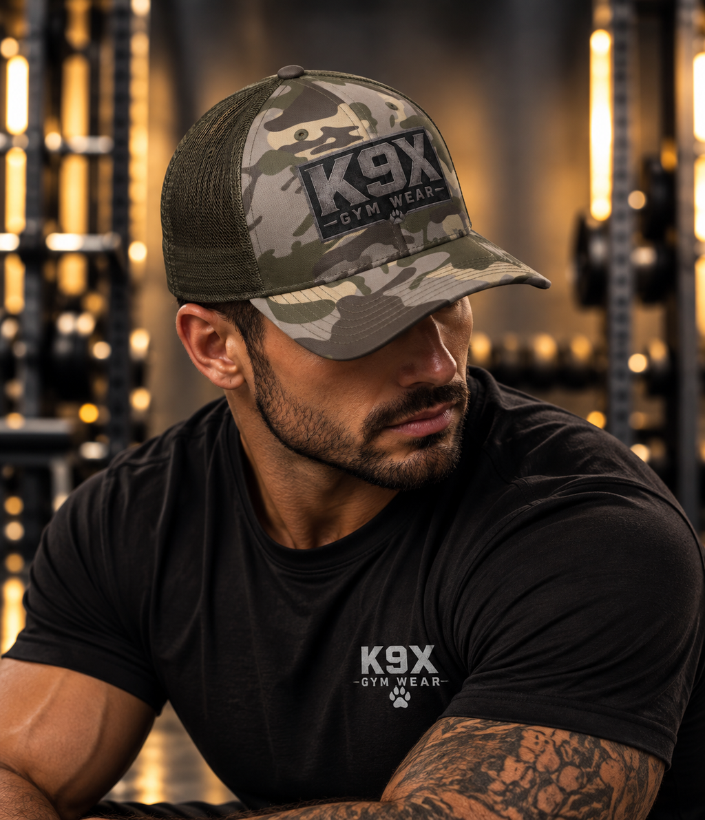K9X Tactical Series  Woodland Camo Trucker Cap