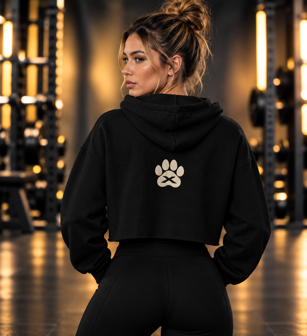 K9X Strength Society Women’s Raw-Hem Cropped Hoodie